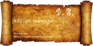 Végh Nanetta névjegykártya