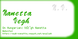 nanetta vegh business card
